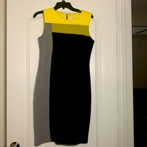 Multi color dress. Yellow gray and blue